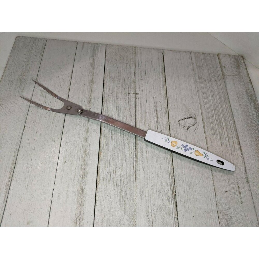 Veggies Handle #3 Stainless Steel Wide Meat Fork 12" USA Fruit Vintage